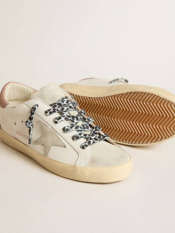 Super-Star With Ice-Gray Star And Pink Lizard-Print Heel Tab Women White Super-Star Golden Goose