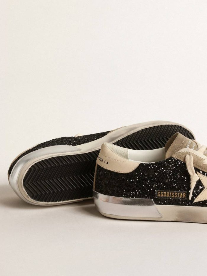 Super-Star Women Super-Star In Black Glitter With Cream Star And Suede Inserts Golden Goose
