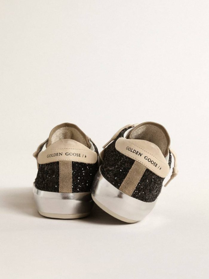Super-Star Women Super-Star In Black Glitter With Cream Star And Suede Inserts Golden Goose