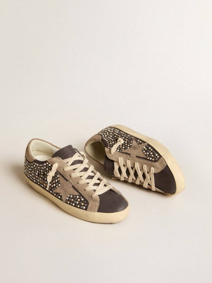 Super-Star Women Super-Star Ltd In Gray Nubuck With Swarovski Pearls And Suede Star Golden Goose