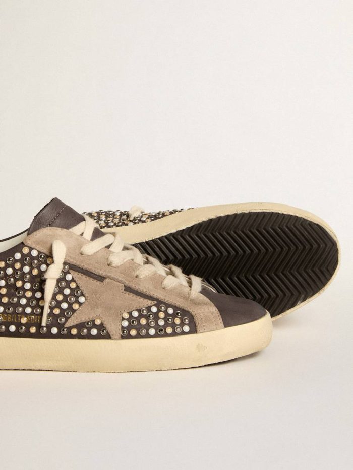 Super-Star Women Super-Star Ltd In Gray Nubuck With Swarovski Pearls And Suede Star Golden Goose