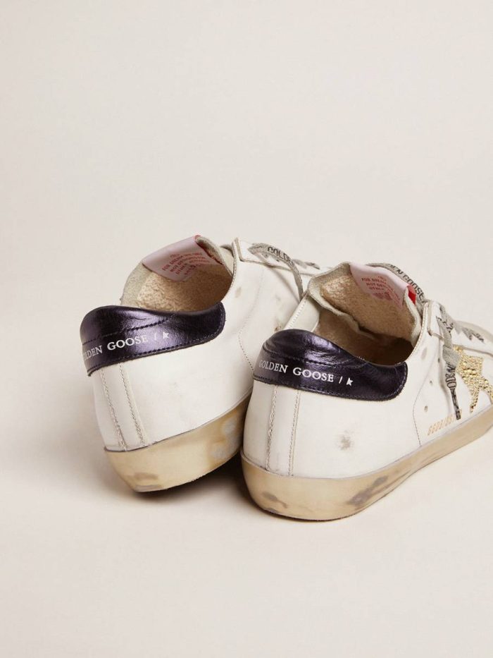 Super-Star Women White And Ice Gray Women’s Super-Star Ltd With Blue Heel Tab And Swarovski Crystal Star Golden Goose