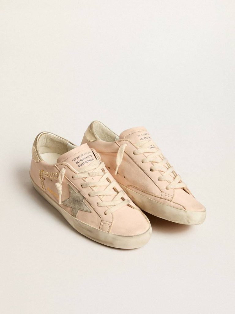 Super-Star Women Women's Super-Star In Pink Nappa With Ice-Gray Star And Platinum Heel Tab Golden Goose
