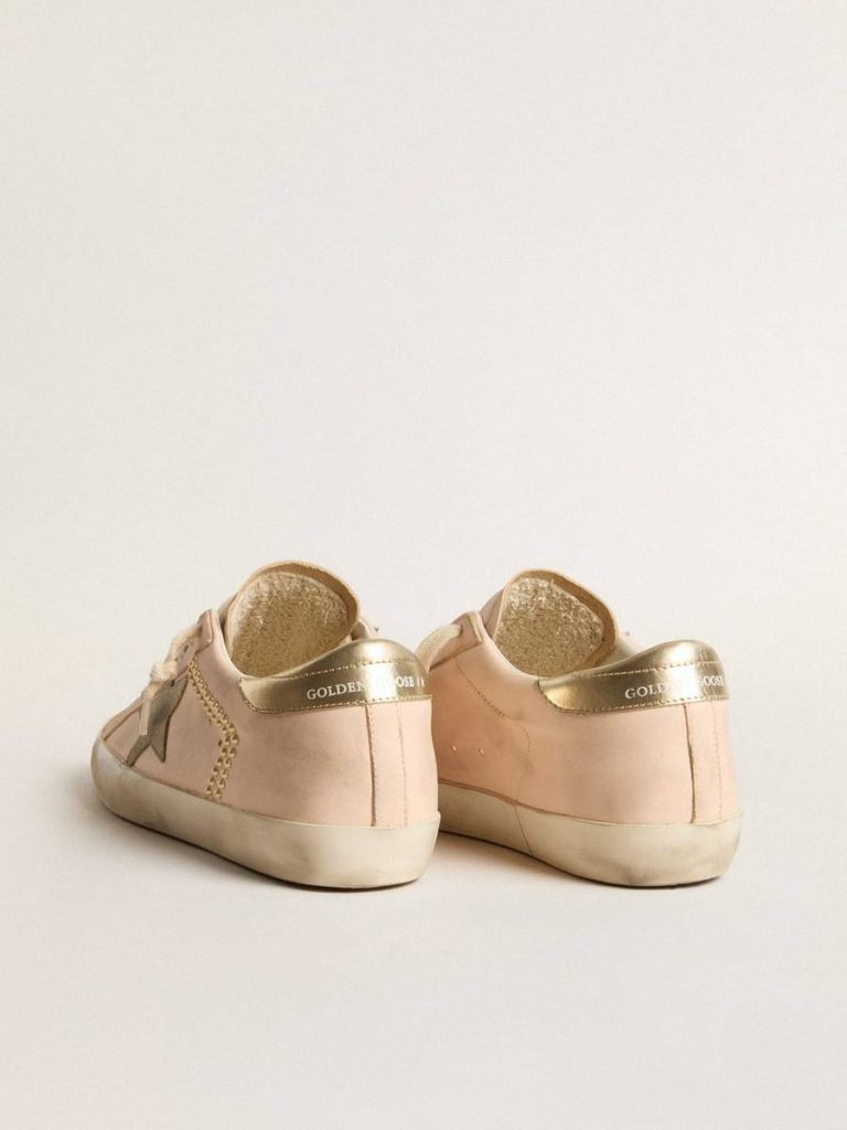 Super-Star Women Women's Super-Star In Pink Nappa With Ice-Gray Star And Platinum Heel Tab Golden Goose