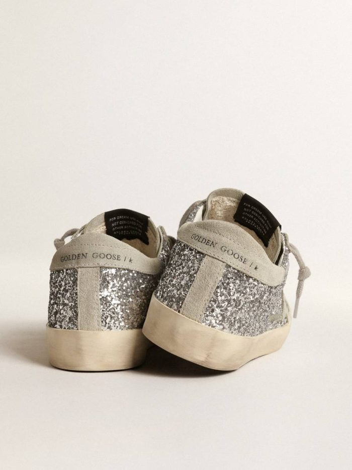 Super-Star Women Women's Super-Star In Silver Glitter With Ice-Gray Suede Star Golden Goose