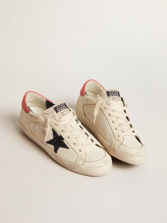 Super-Star Women Women's Super-Star Ltd In Nappa With Blue Glitter Star And Red Heel Tab Golden Goose