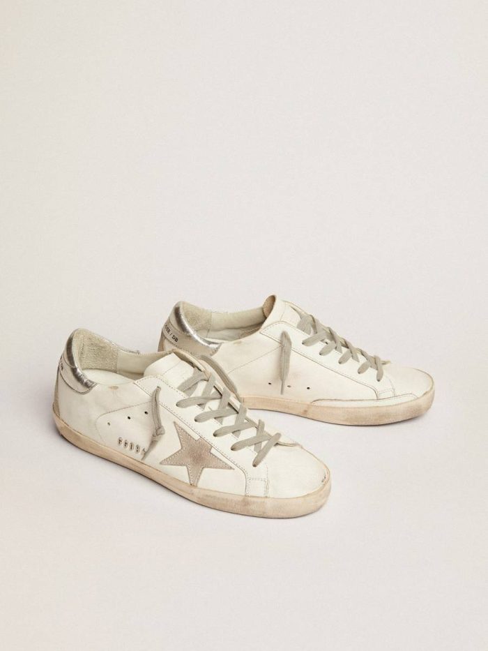 Super-Star Women Women's Super-Star With Silver Heel Tab And Metal Stud Lettering Golden Goose