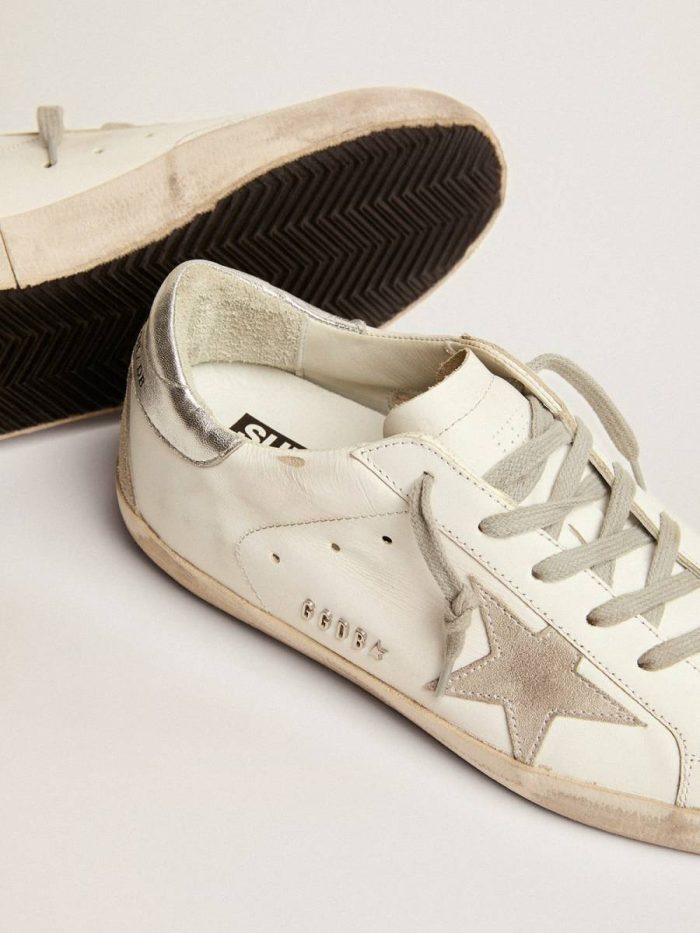 Super-Star Women Women's Super-Star With Silver Heel Tab And Metal Stud Lettering Golden Goose