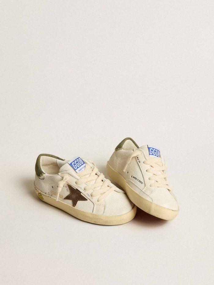 Super-Star Young In Nappa With Suede Star And Green Heel Tab Golden Goose Kids Boys (4-10 Years)