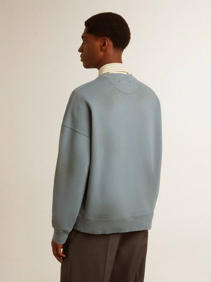 Sweatshirts Baby Blue Oversized Sweatshirt In Baby Blue With Distressed Finish Women Golden Goose