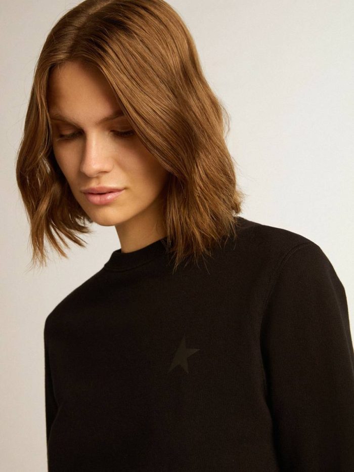 Sweatshirts Golden Goose Black Black Athena Star Collection Sweatshirt With Tone-On-Tone Star On The Front Women