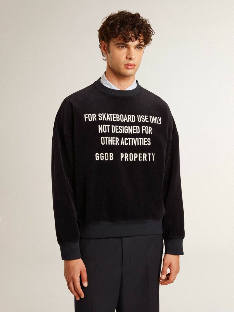Sweatshirts Golden Goose Black Crew Neck Sweatshirt With Embroidered Lettering Women Black