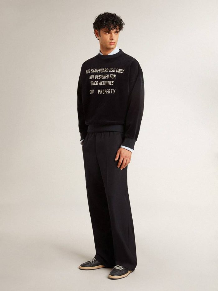 Sweatshirts Golden Goose Black Crew Neck Sweatshirt With Embroidered Lettering Women Black