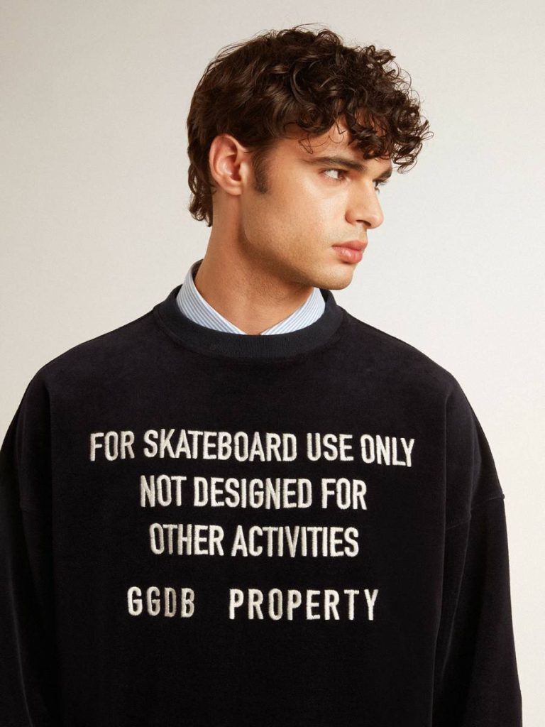 Sweatshirts Golden Goose Black Crew Neck Sweatshirt With Embroidered Lettering Women Black