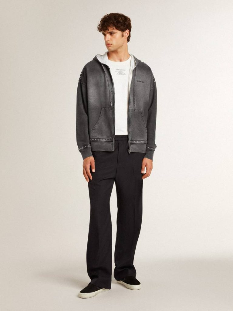 Sweatshirts Sprayed Effect Anthracite Sweatshirt With Studs Anthracite Gray Golden Goose Women