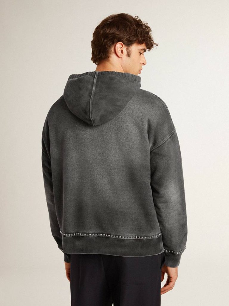 Sweatshirts Sprayed Effect Anthracite Sweatshirt With Studs Anthracite Gray Golden Goose Women
