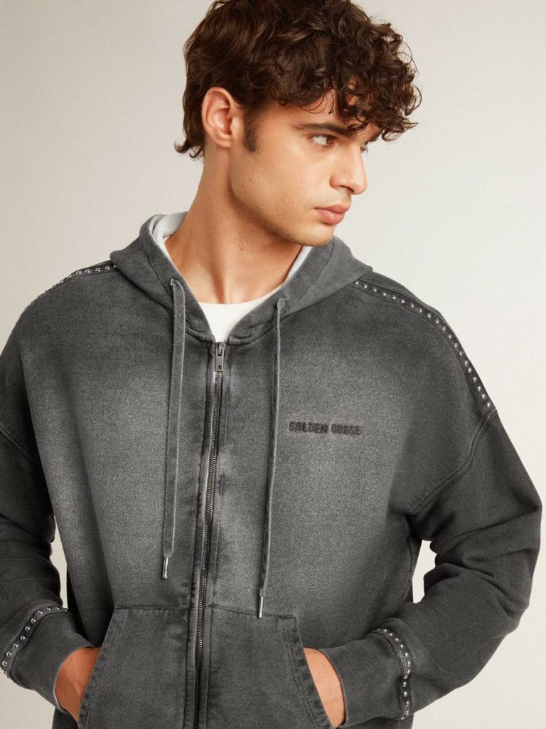 Sweatshirts Sprayed Effect Anthracite Sweatshirt With Studs Anthracite Gray Golden Goose Women