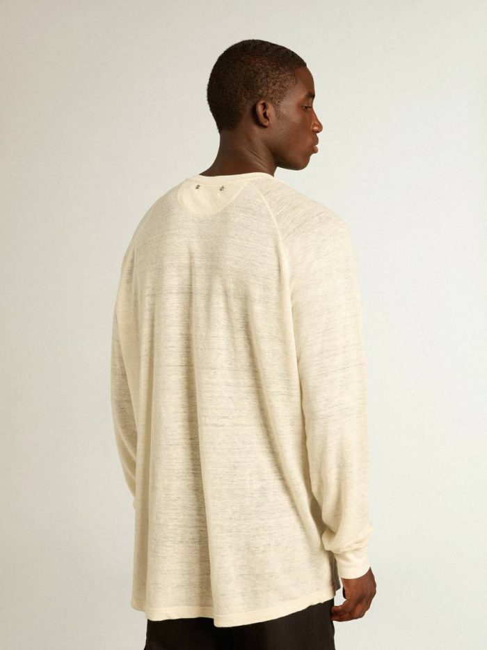 T-Shirts & Polo Shirts Men's Long-Sleeved T-Shirt In Panama-Colored Linen Panama Men Golden Goose