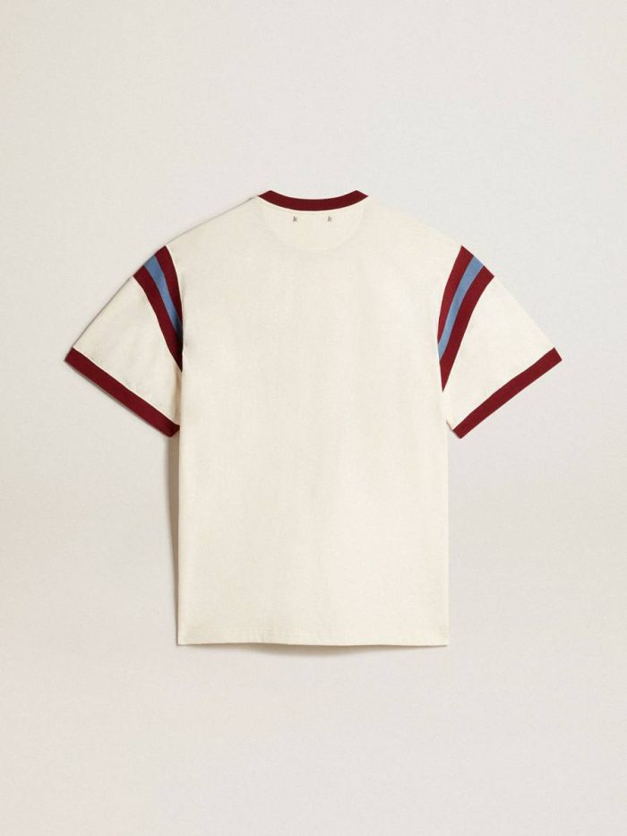 T-Shirts & Polo Shirts Men’s White T-Shirt With Burgundy Lettering On The Front Golden Goose Men Heritage White