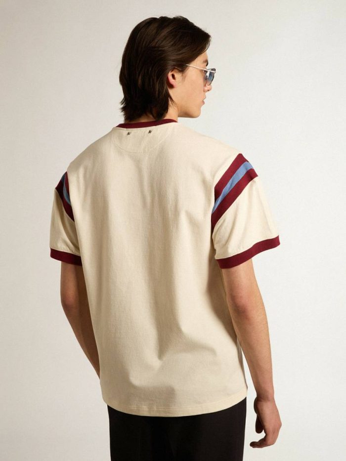 T-Shirts & Polo Shirts Men’s White T-Shirt With Burgundy Lettering On The Front Golden Goose Men Heritage White