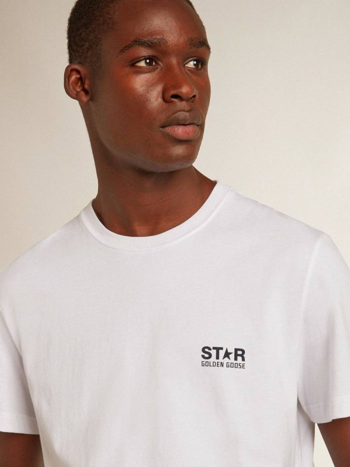 T-Shirts & Polo Shirts Men’s White T-Shirt With Dark Blue Star On The Back Men White Golden Goose