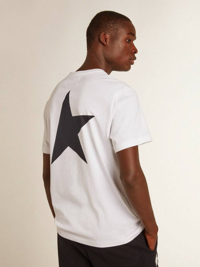 T-Shirts & Polo Shirts Men’s White T-Shirt With Dark Blue Star On The Back Men White Golden Goose