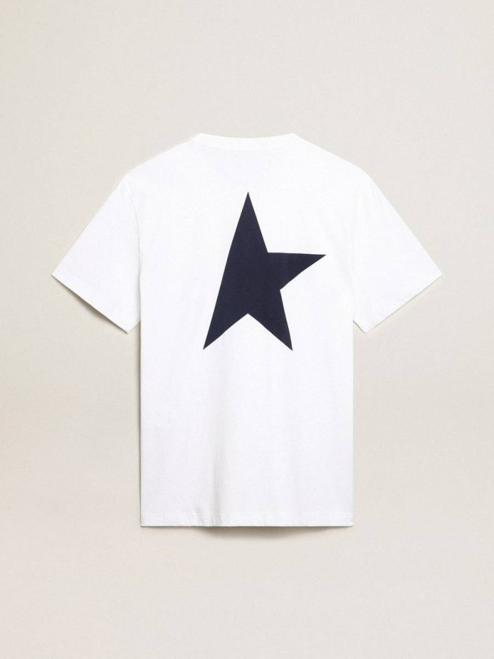 T-Shirts & Polo Shirts Men’s White T-Shirt With Dark Blue Star On The Back Men White Golden Goose