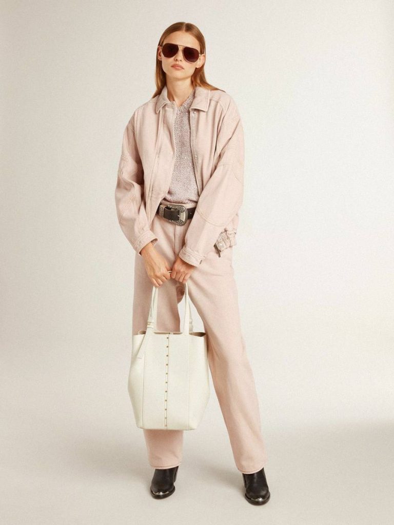 T-Shirts & Tops Golden Goose Mesh Knit Top With Sequins And Contrasting Details Pink Women