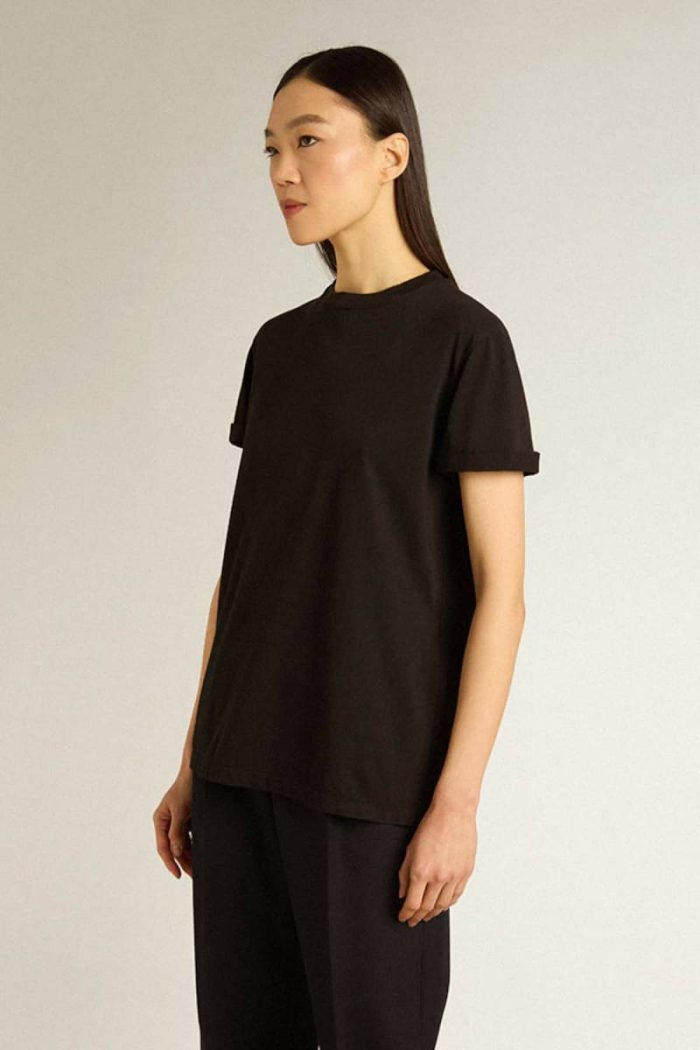 T-Shirts & Tops Women Women’s Regular-Fit Distressed T-Shirt In Black Vintage Black Golden Goose