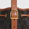 Tan Celine Cross-Body Bags Women Small Drawstring Bag In Triomphe Canvas And Calfskin