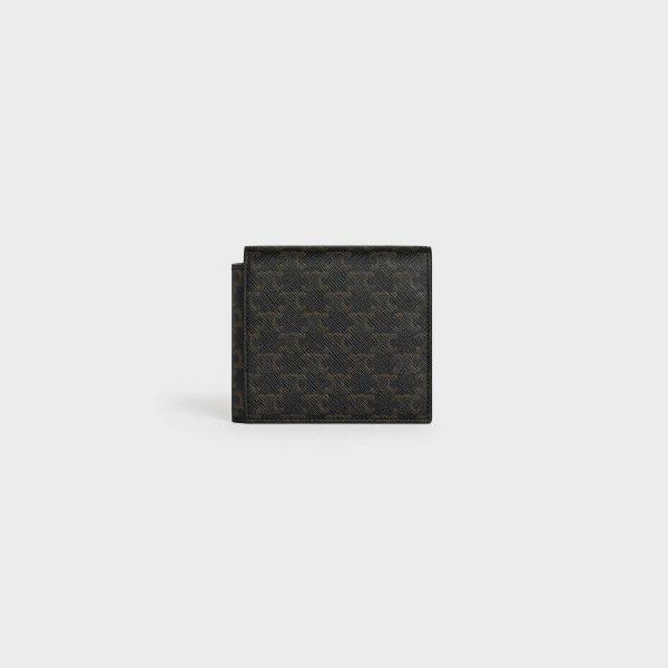 Tan Celine Men Flap Origami Wallet In Triomphe Canvas And Lambskin Wallets