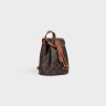 Tan Celine Women Backpacks Mini Backpack Folco In Triomphe Canvas And Calfskin