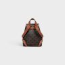 Tan Celine Women Backpacks Mini Backpack Folco In Triomphe Canvas And Calfskin