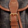 Tan Celine Women Backpacks Mini Backpack Folco In Triomphe Canvas And Calfskin