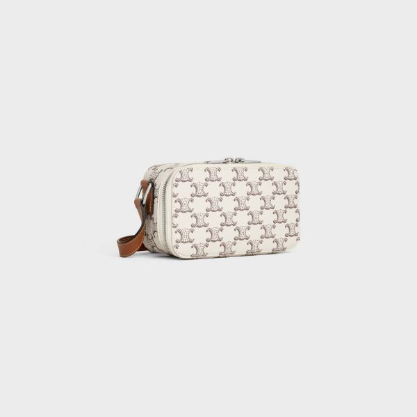 Tan / Ecru Mini Messenger Box In Triomphe Canvas And Calfskin Cross-Body Bags Celine Men