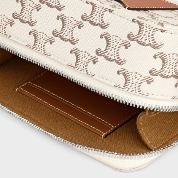Tan / Ecru Mini Messenger Box In Triomphe Canvas And Calfskin Cross-Body Bags Celine Men