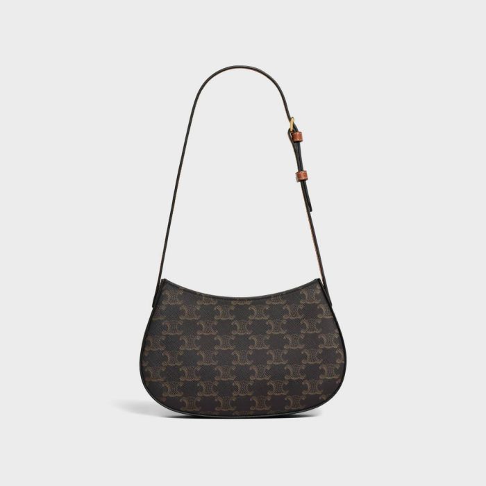 Tan Medium Tilly Bag In Triomphe Canvas And Calfskin Shoulder Bags Women Celine