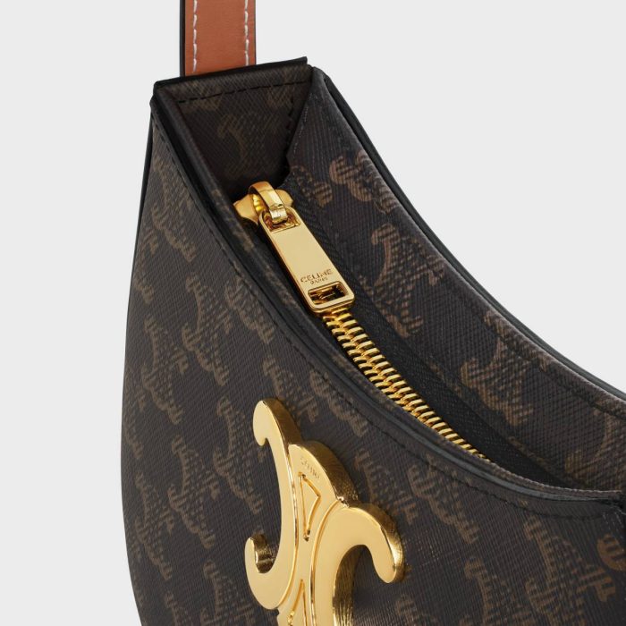 Tan Medium Tilly Bag In Triomphe Canvas And Calfskin Shoulder Bags Women Celine