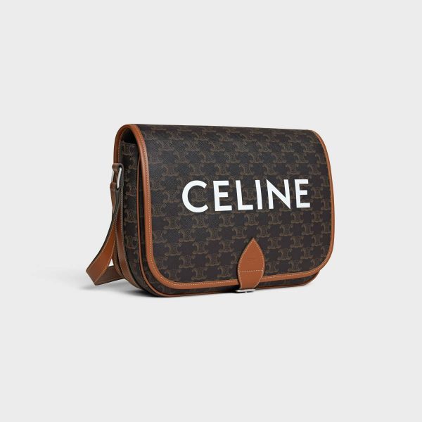 Tan Men Messenger Folco In Triomphe Canvas With Celine Print Cross-Body Bags
