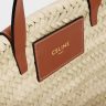 Tan Women Top-Handle Bags Teen Celine Classic Panier In Palm Leaves And Calfskin