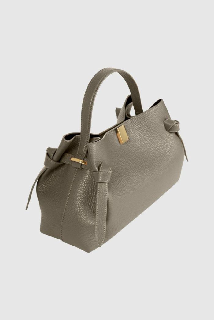 Taupe Women Gyoza - Taupe Pebble Grained Leather Crossbody Bags Yuzefi