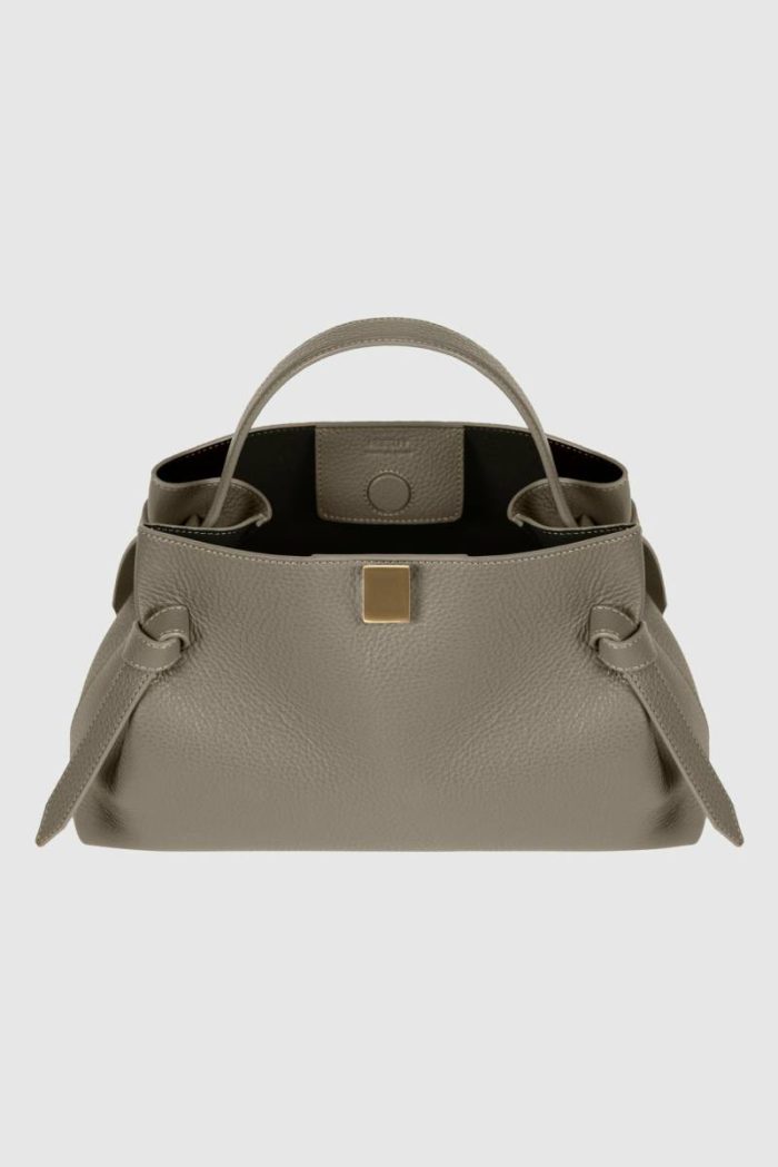 Taupe Women Gyoza - Taupe Pebble Grained Leather Crossbody Bags Yuzefi