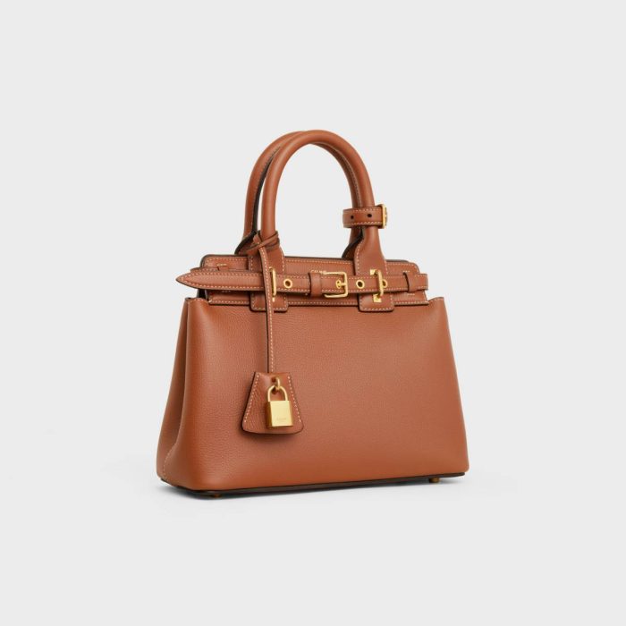 Teen Celine Conti Bag In Supple Grained Calfskin Top-Handle Bags Tan Women