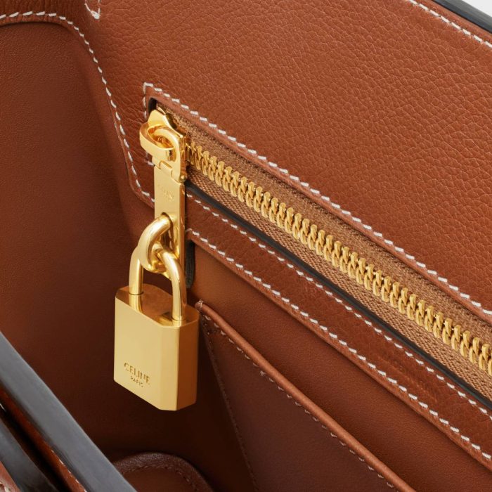 Teen Celine Conti Bag In Supple Grained Calfskin Top-Handle Bags Tan Women