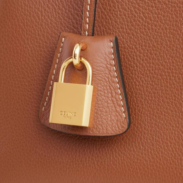 Teen Celine Conti Bag In Supple Grained Calfskin Top-Handle Bags Tan Women
