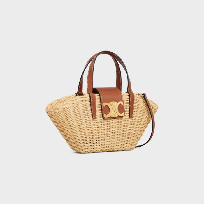 Teen Couffin In Wicker And Natural Calfskin Top-Handle Bags Celine Natural / Tan Women