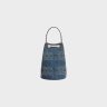 Teen Drawstring In Denim With Triomphe Studs And Calfskin Denim Celine Bucket Bags Women