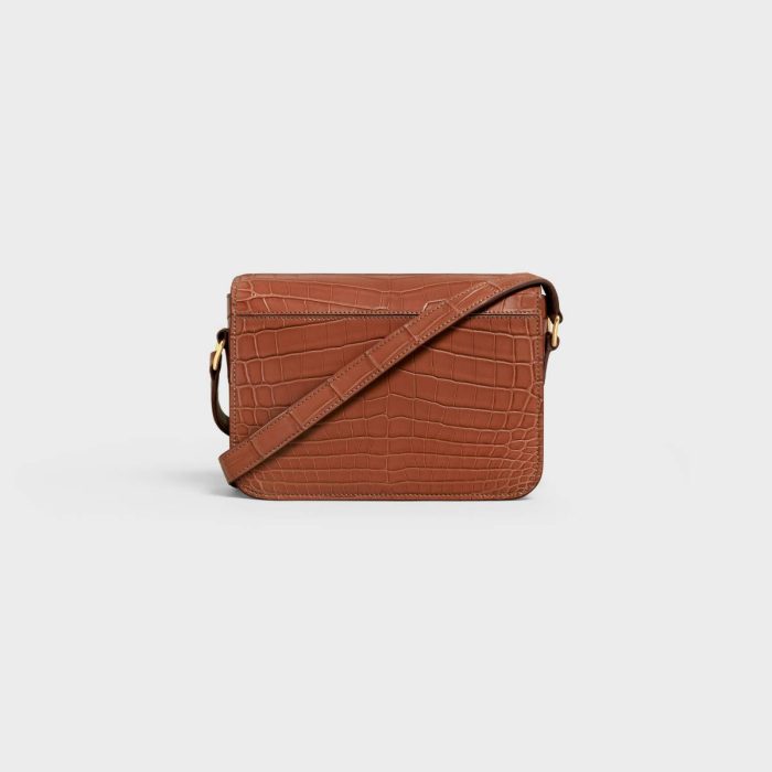 Teen Triomphe Bag In Crocodile Celine Tan Women Cross-Body Bags