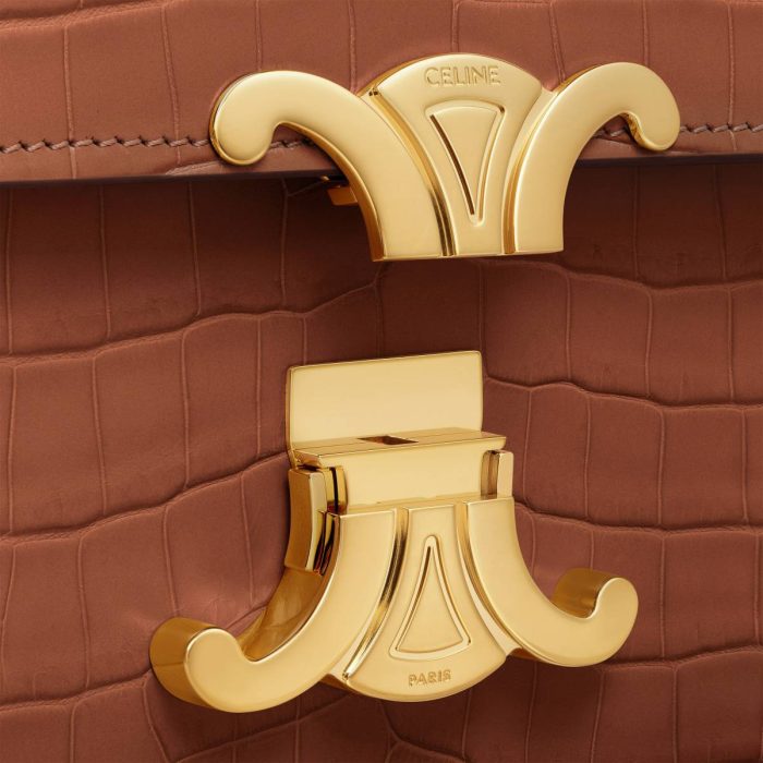 Teen Triomphe Bag In Crocodile Celine Tan Women Cross-Body Bags