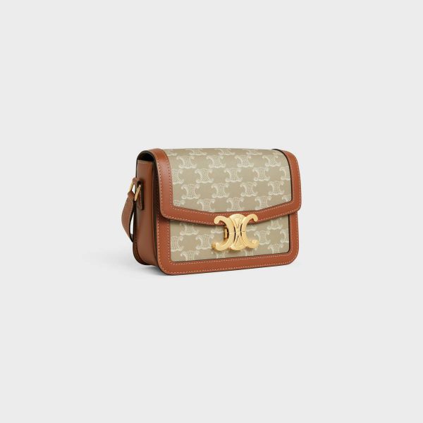 Teen Triomphe Bag In Triomphe Canvas And Calfskin Women Cross-Body Bags Celine Grege